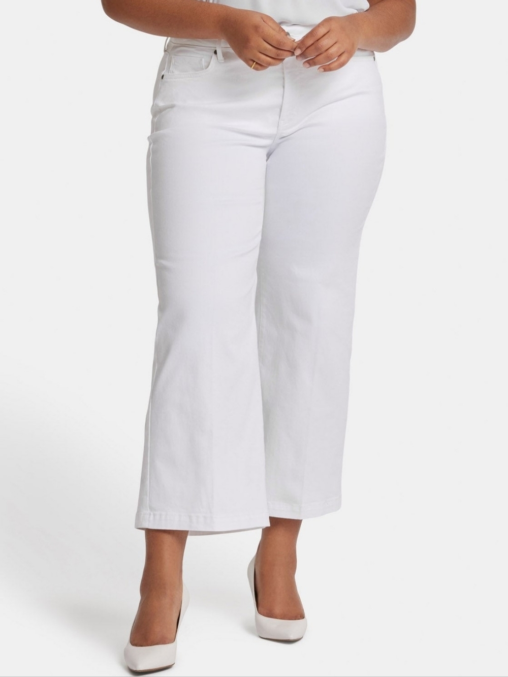 NWT NYDJ Teresa Women's 16 Optic White Wide-Leg Cropped Jeans Pants Plus Size